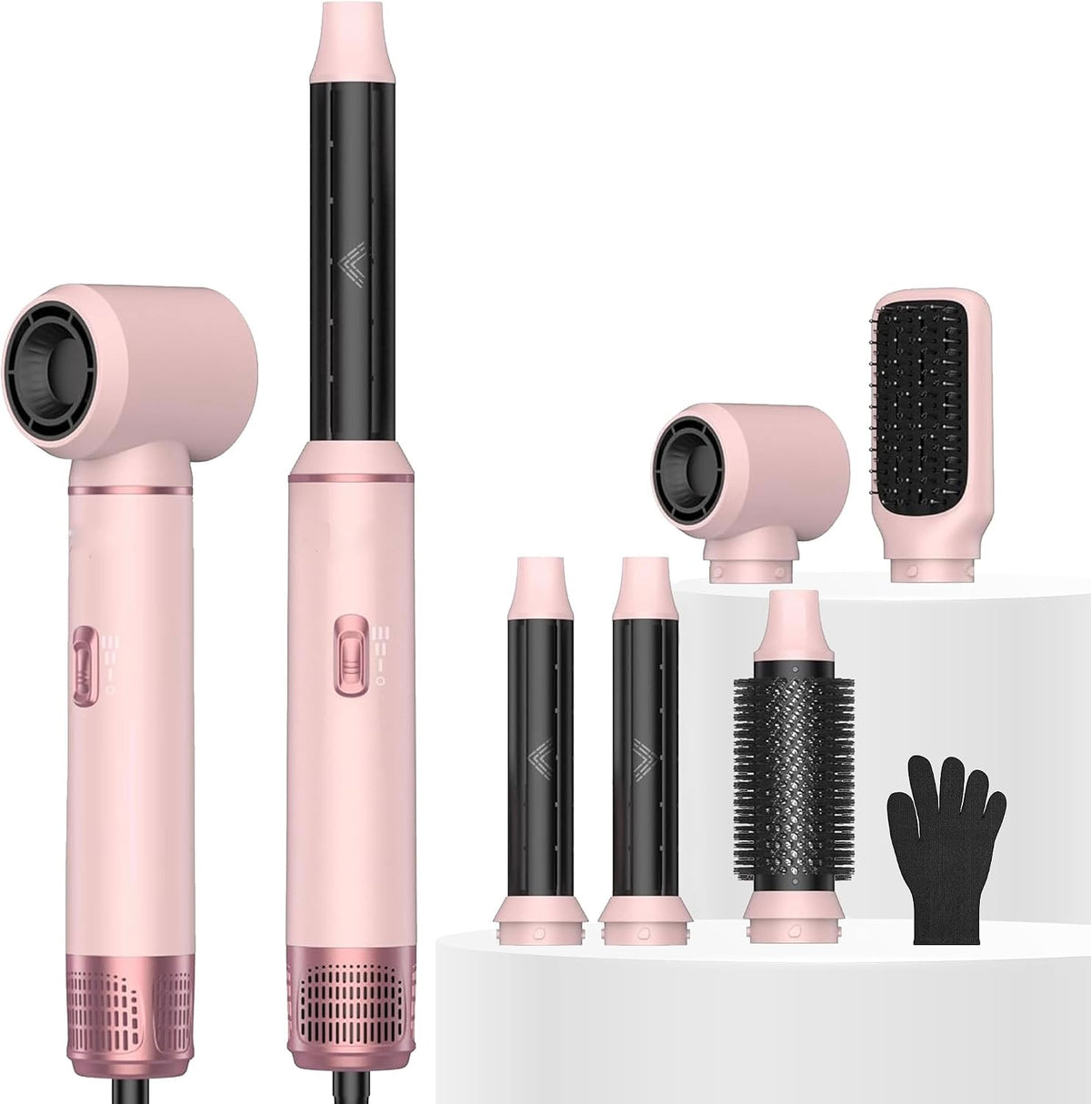 5-in-1 Hair Dryer Brush - Hot Air Styler with Auto-Wrap Curlers
