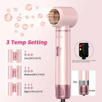 5-in-1 Hair Dryer Brush - Hot Air Styler with Auto-Wrap Curlers