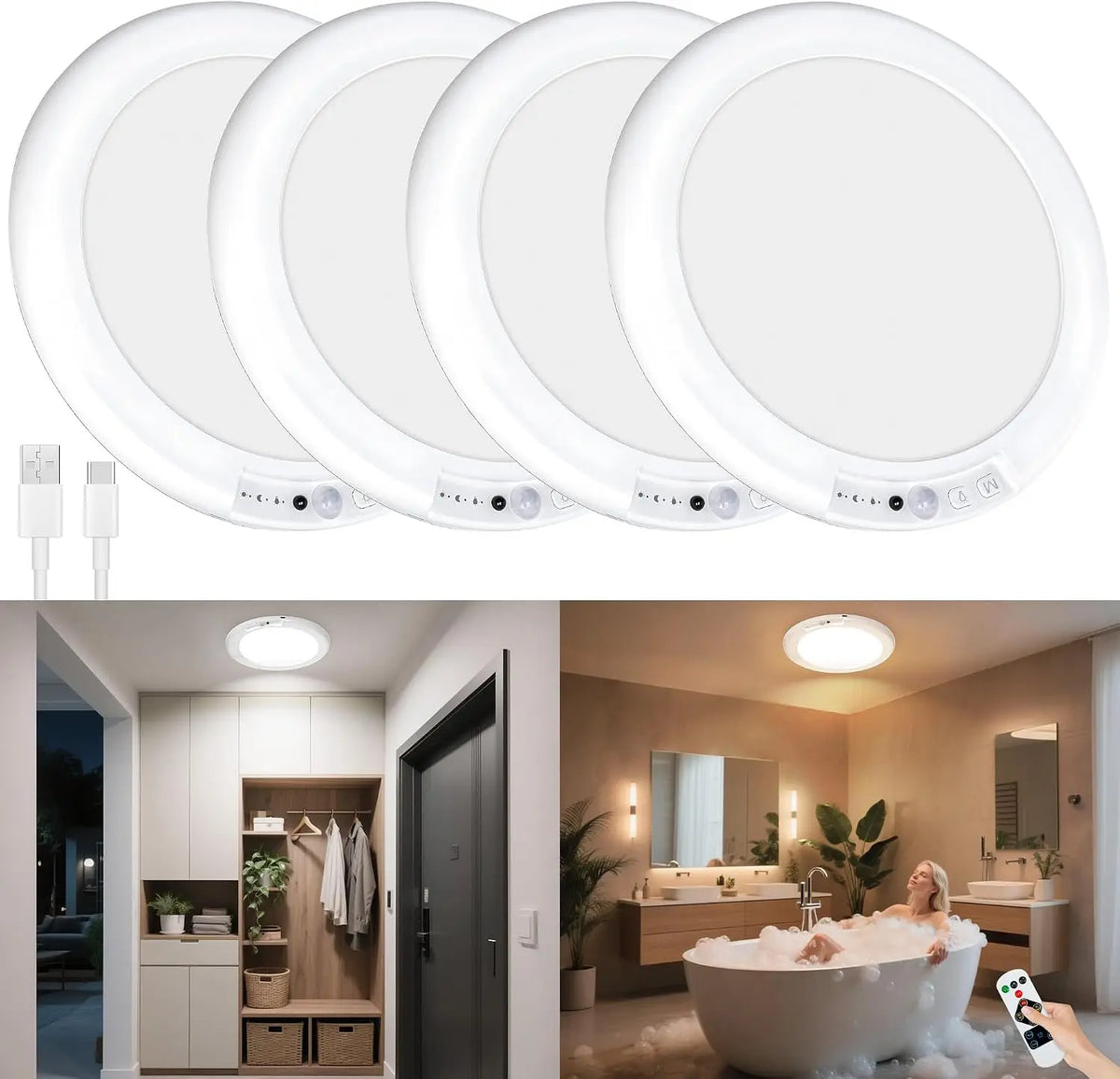 Movarii™ Rechargeable Ceiling Lights - Motion Sensing & No Wiring
