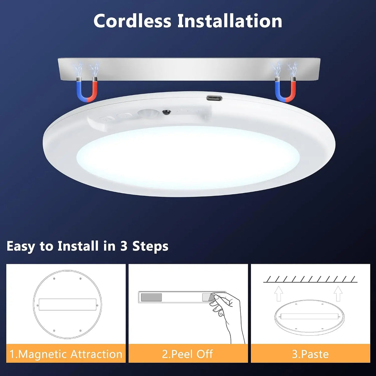 Movarii™ Rechargeable Ceiling Lights - Motion Sensing & No Wiring